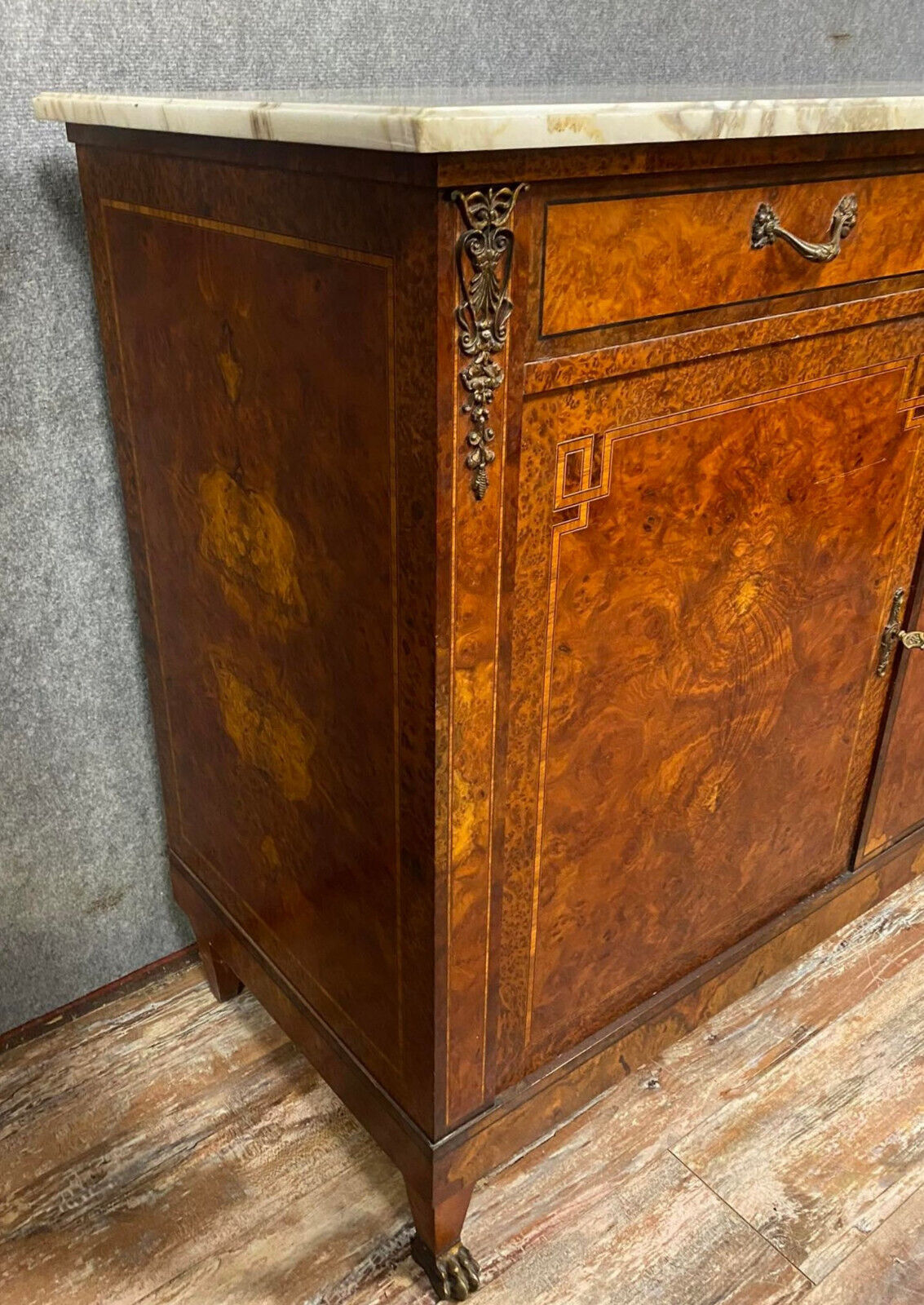 Empire / charles x buffet in noble wood marquetry around 1850