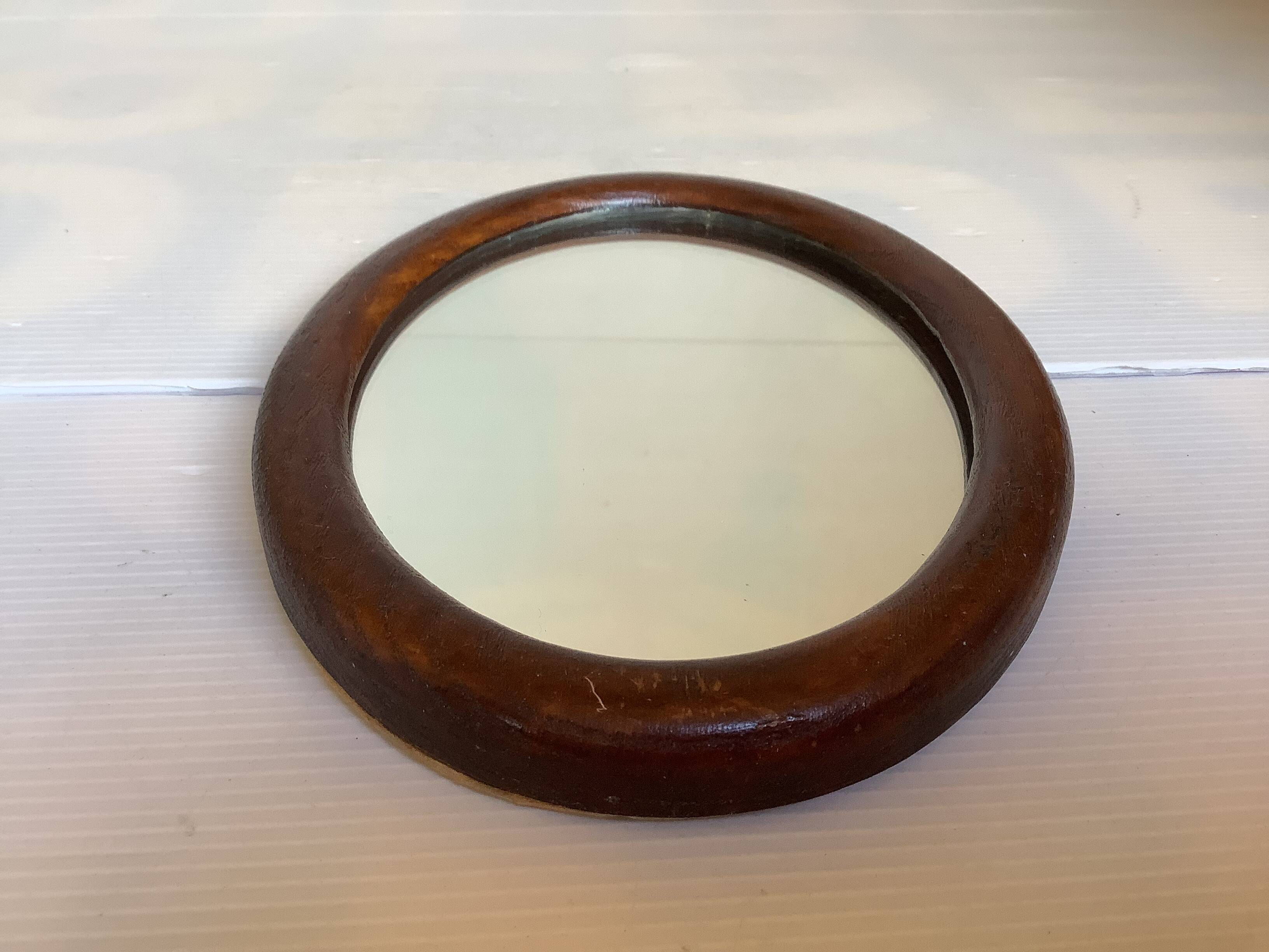 Mini oval wooden mirror