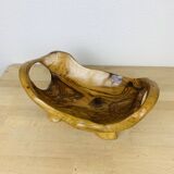 Coupe à fruit en bois d'olivier brutaliste