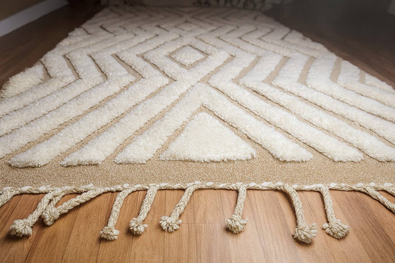 Superb handcrafted Berber rug made of natural wool, a unique piece