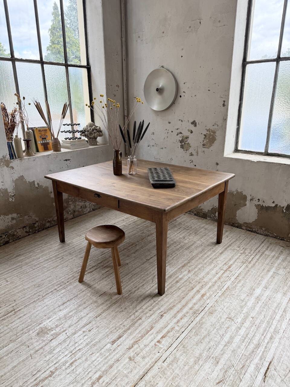 Large “square” oak farmhouse table 1950