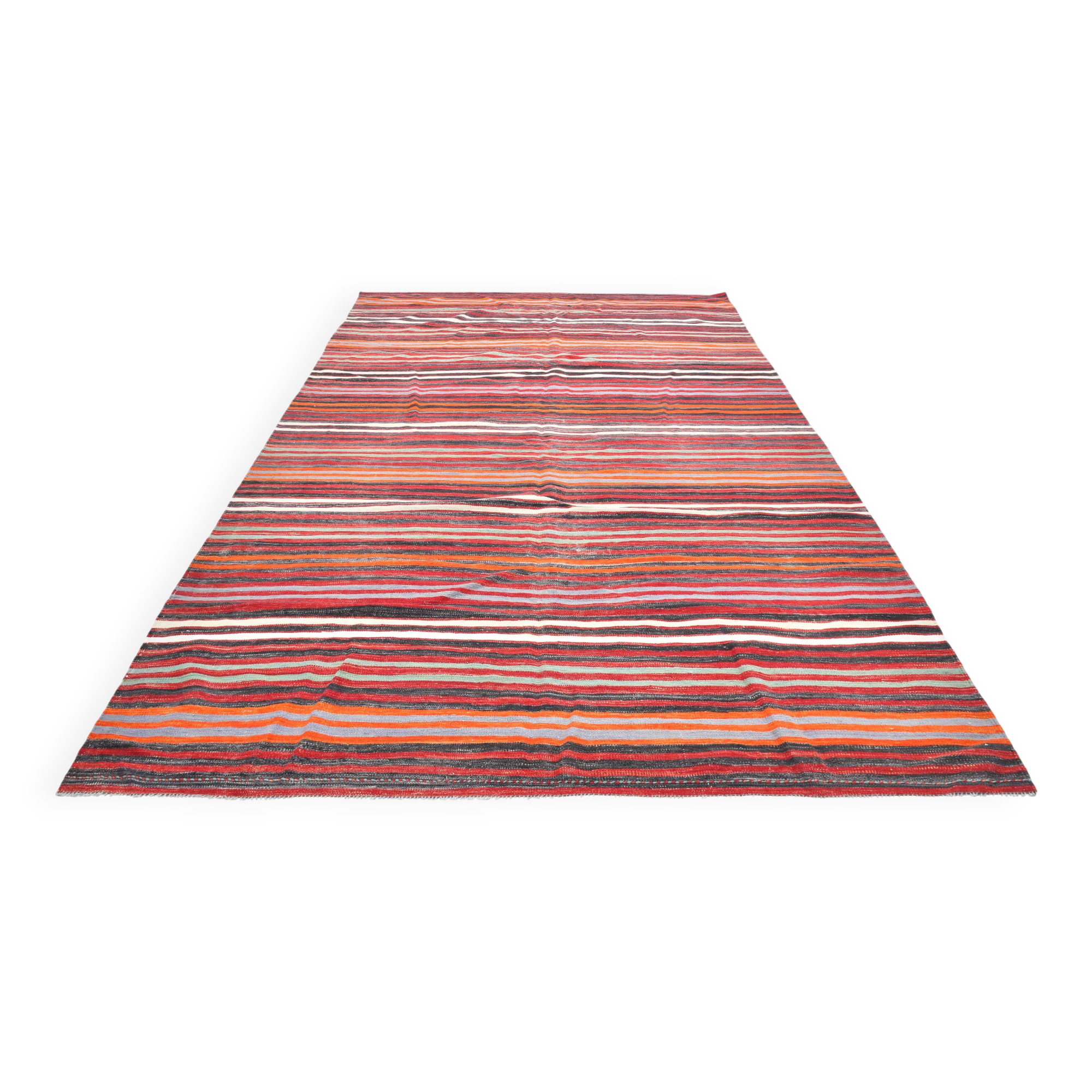 Red & Blue Large Vintage Kilim Rug, 200x352Cm
