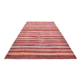 Red & Blue Large Vintage Kilim Rug, 200x352Cm