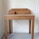 Art Deco oak desk, stripped finish, console size, 3 drawers.