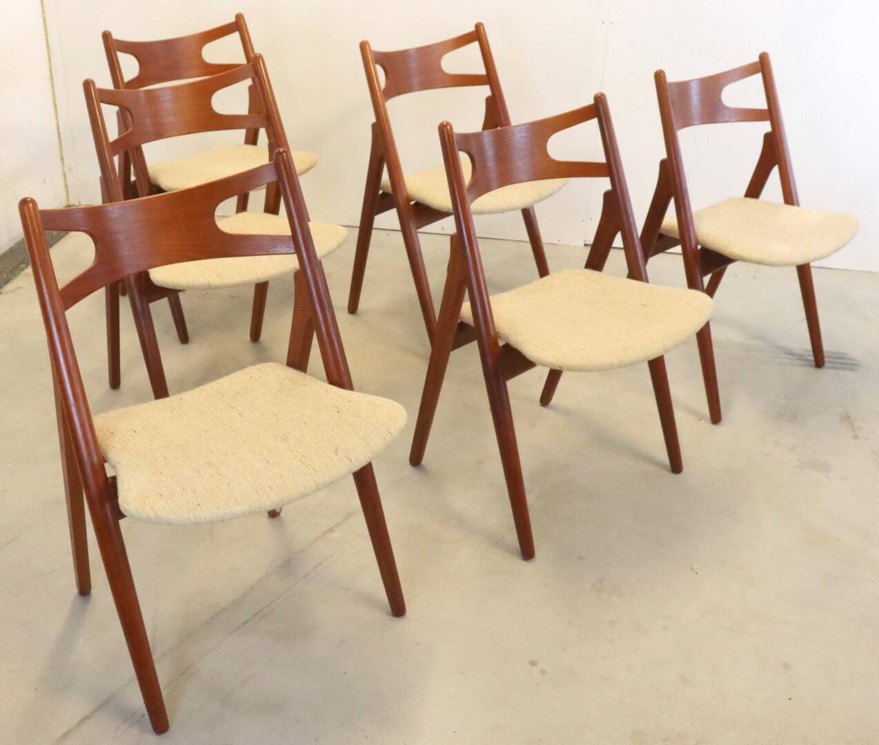 Set van 6 Hans Wegner voor Carl Hansen CH 29 stoelen