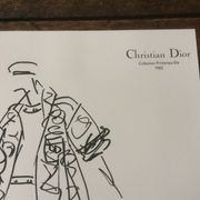 Christian dior, vintage press black and white fashion sketches