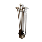 Brass goose head fireplace set