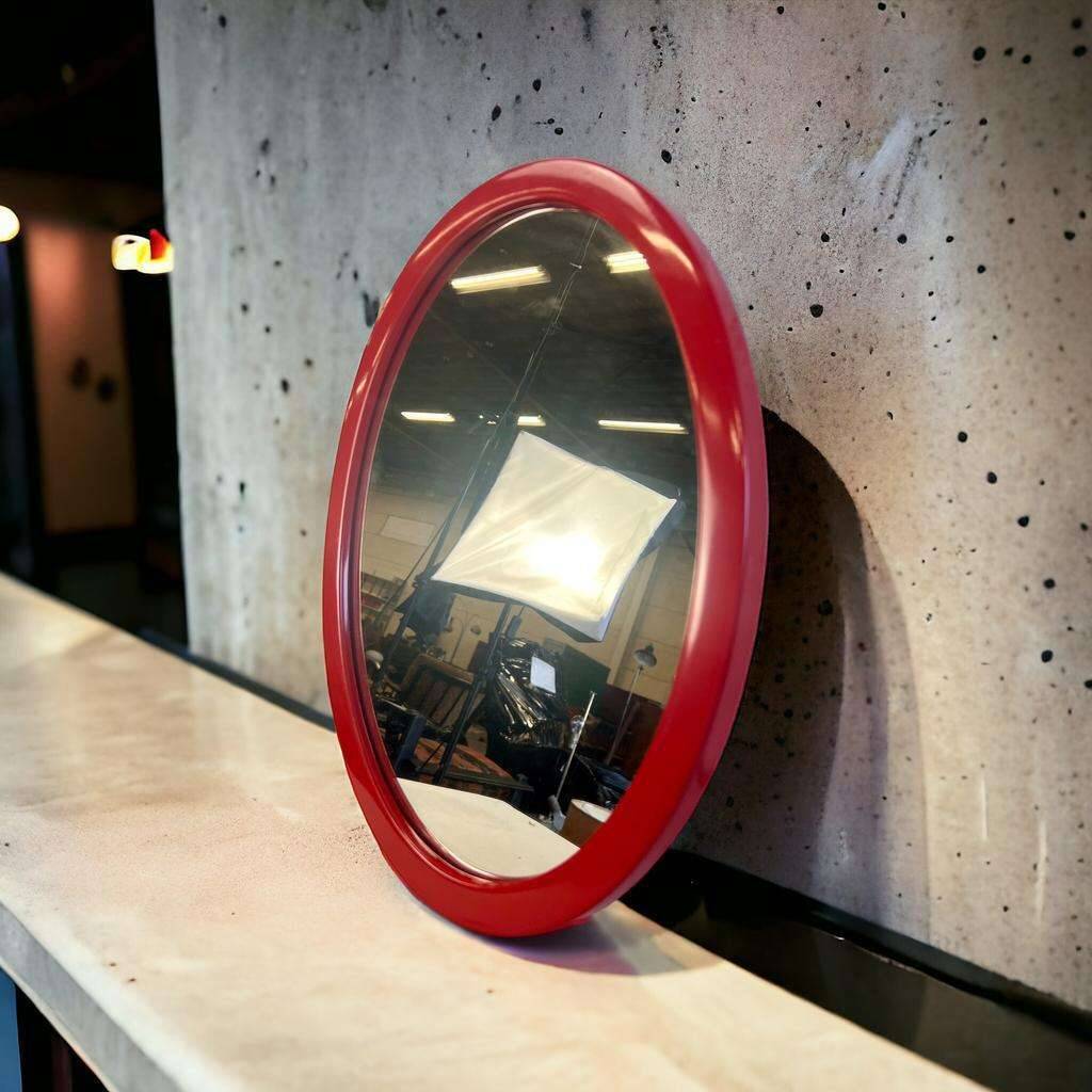 Vintage space age mirror in orange red