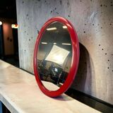 Vintage space age mirror in orange red
