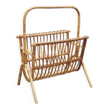 Porte-revues vintage en rotin