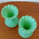 Pair of vintage vases in green opaline
