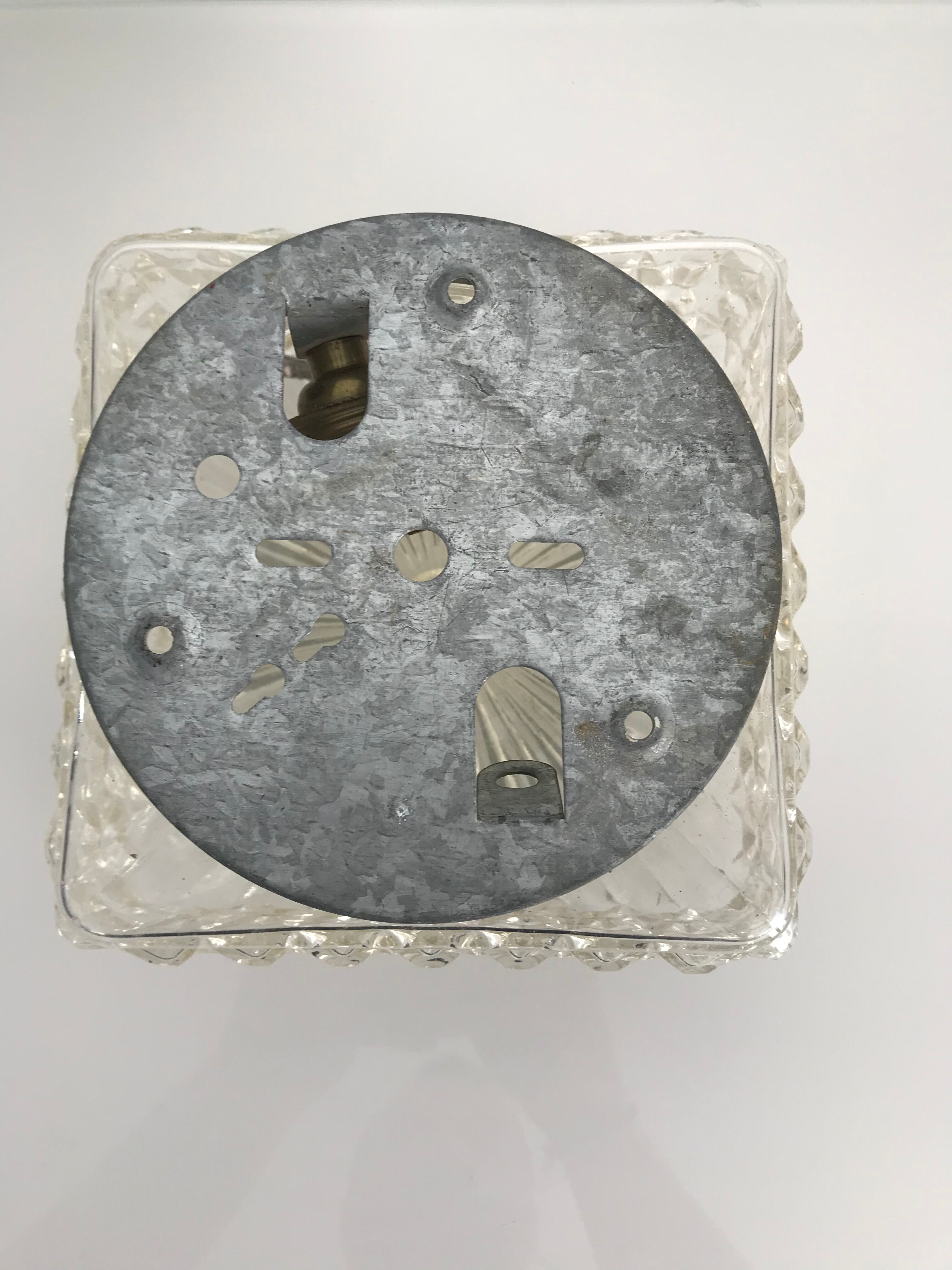 Square ceiling light in chiseled glass