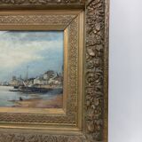 Banks of the Seine at Bercy Oil on panel 19th century signed Dupuy