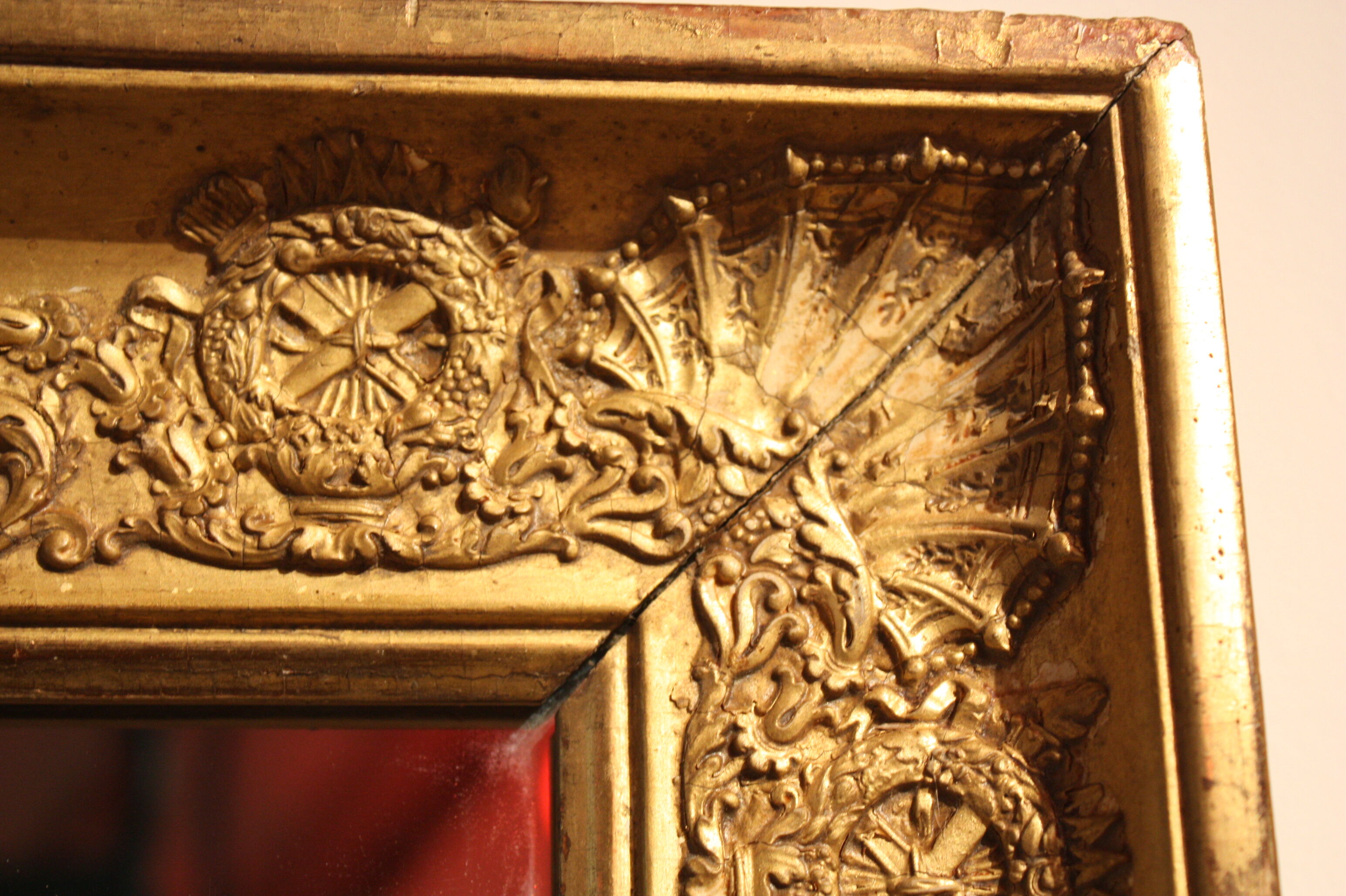 Miroir doré XIX Empire 75x130cm