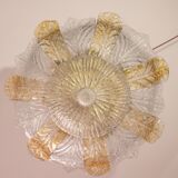 Italian Orange and Trasparent and Murano Glass Ceiling Light