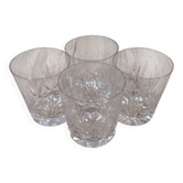 Lot 4 Verres a Whisky Cristal Taille Diamant Gobelets Old Fashioned