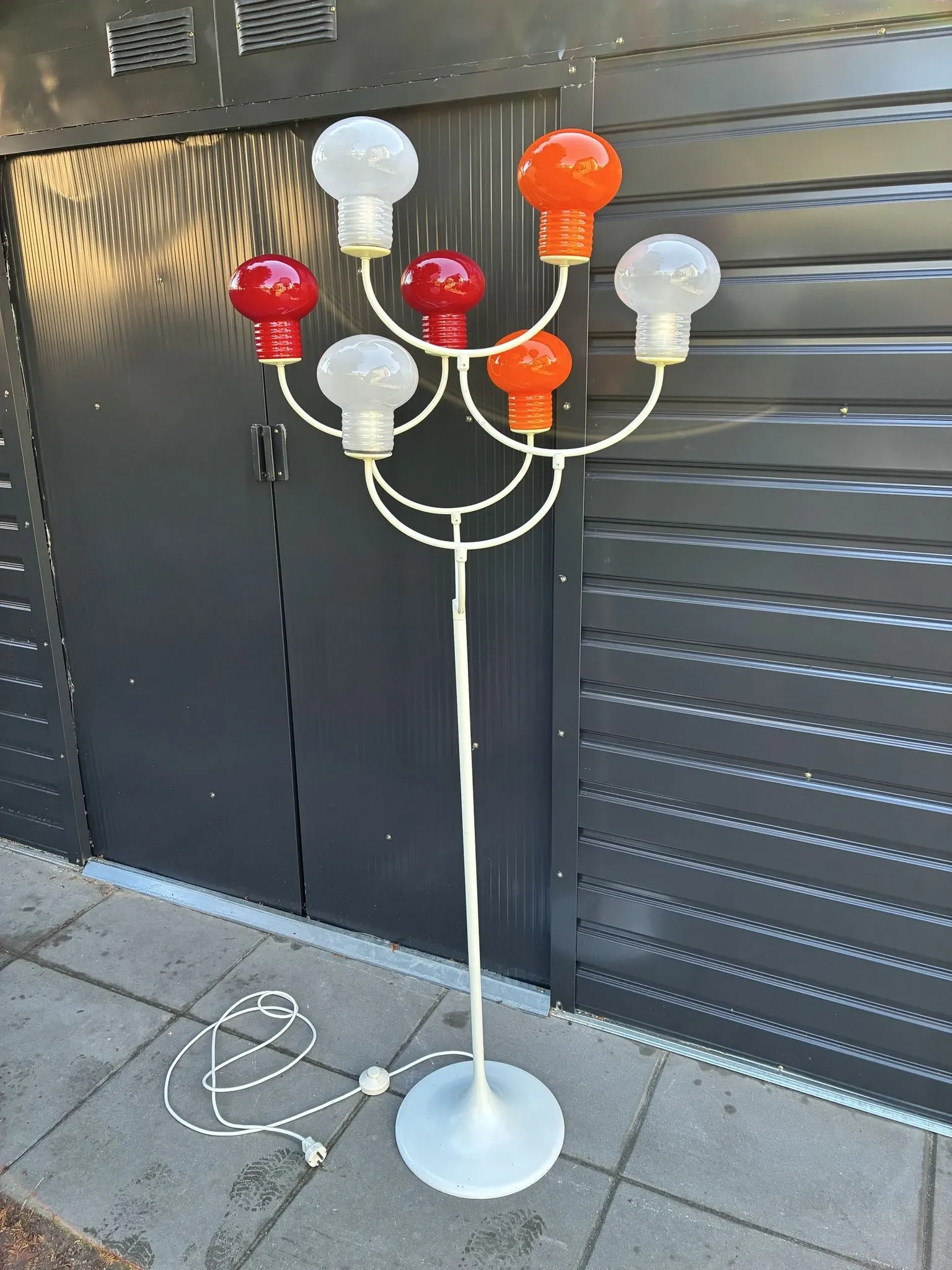 Eva Renée Nele floor lamp for Temde, seven glass bulb shades, 1960s
