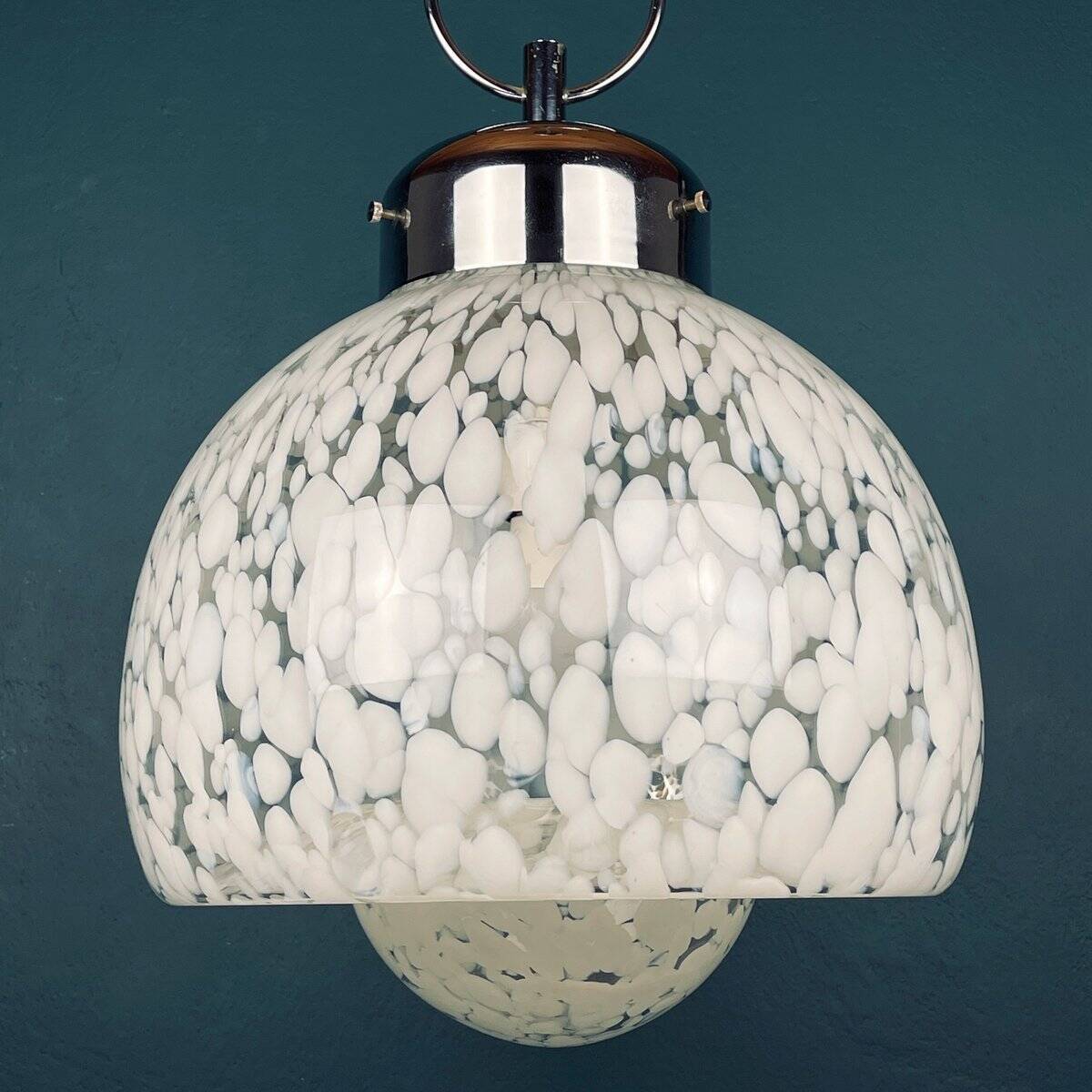 Mid-Century White Murano Suspension, Italy, 1960s