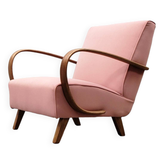 Jindrich Halabala Bentwood 1930 armchair in dusty pink velvet