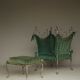 Postmodern Baroque style Armchair and Ottoman, 1980s