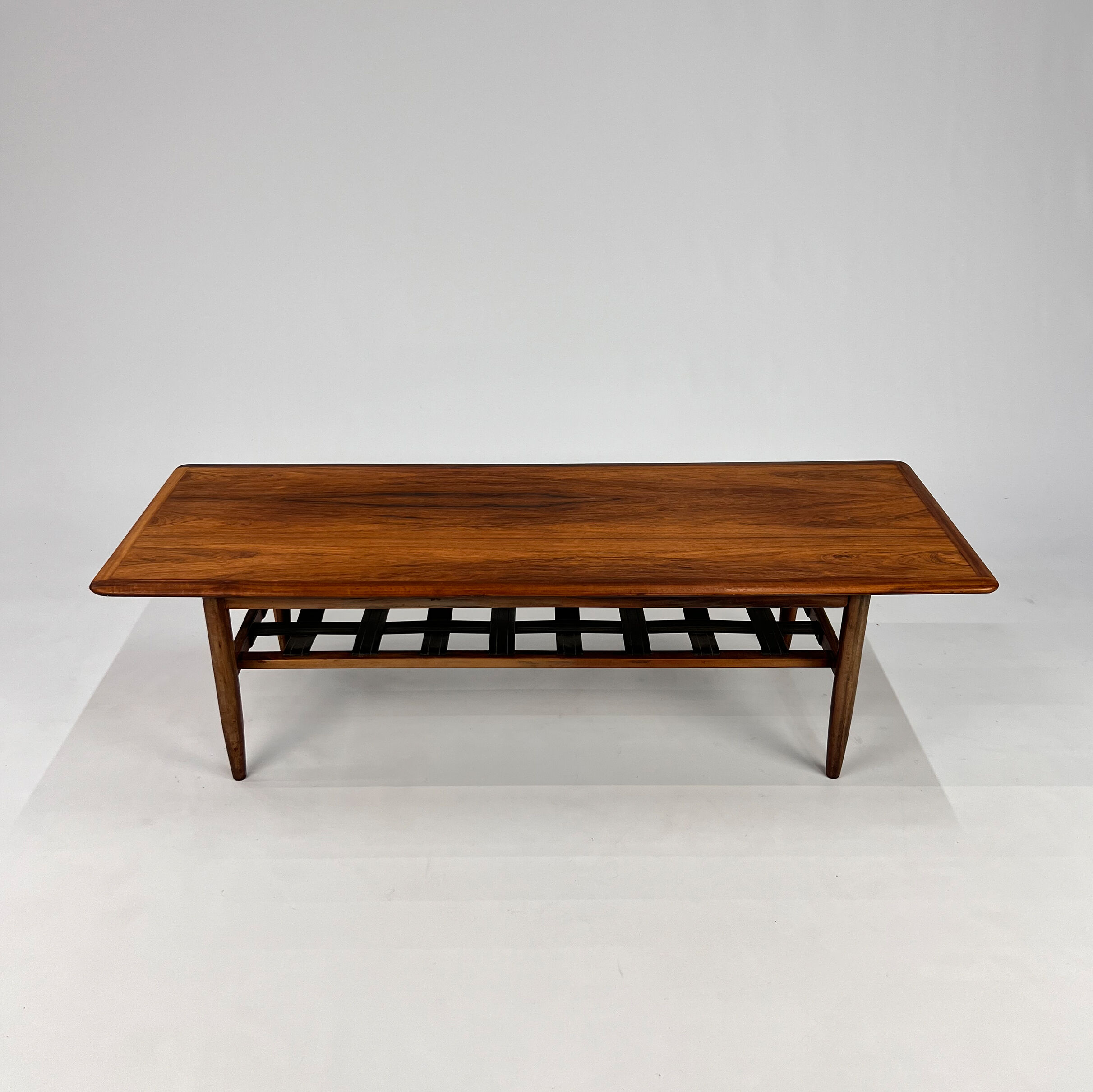 Table basse en palissandre et cuir du milieu du siècle par Topform, années 1960