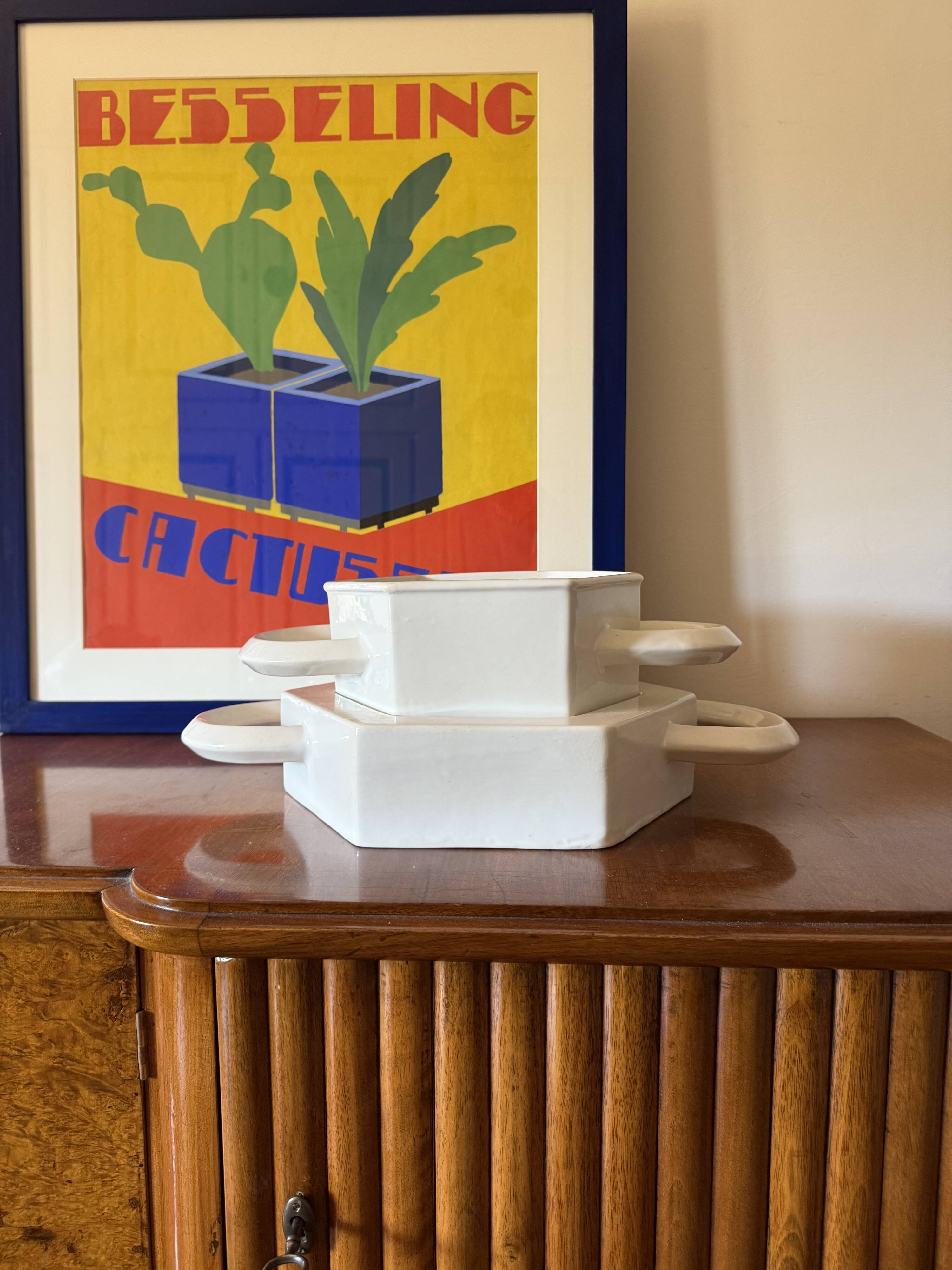 Sergio Asti, white ceramic centerpiece, Gabbianelli Italy ca. 1970