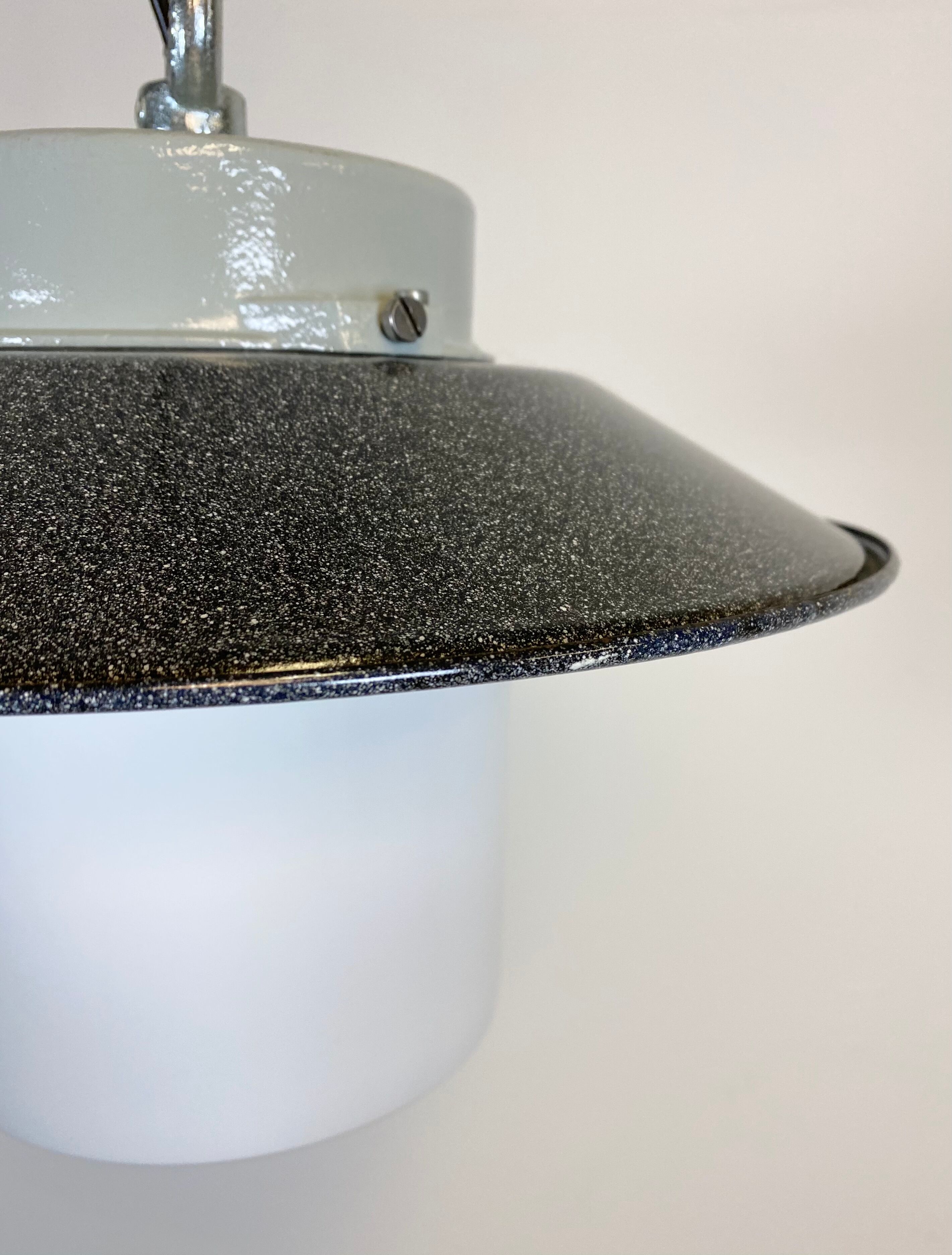 Industrial Hanging Lamp with Milk Glass, 1970s