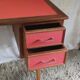 Teak desk with compass legs - 60s/70s