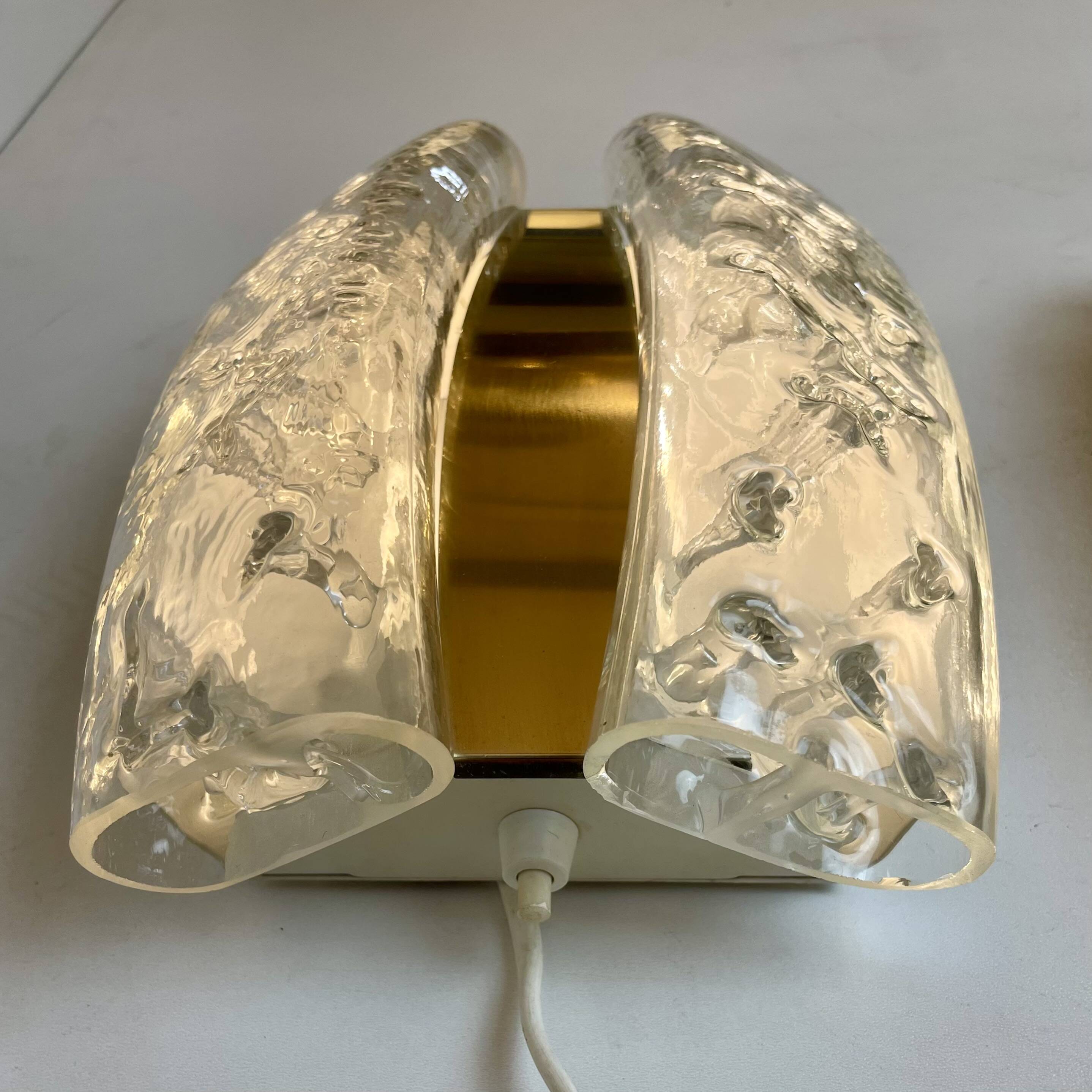 Glass and brass wall lights by Doria, 1960s