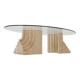 Sculptural Glass and Travertine coffee table