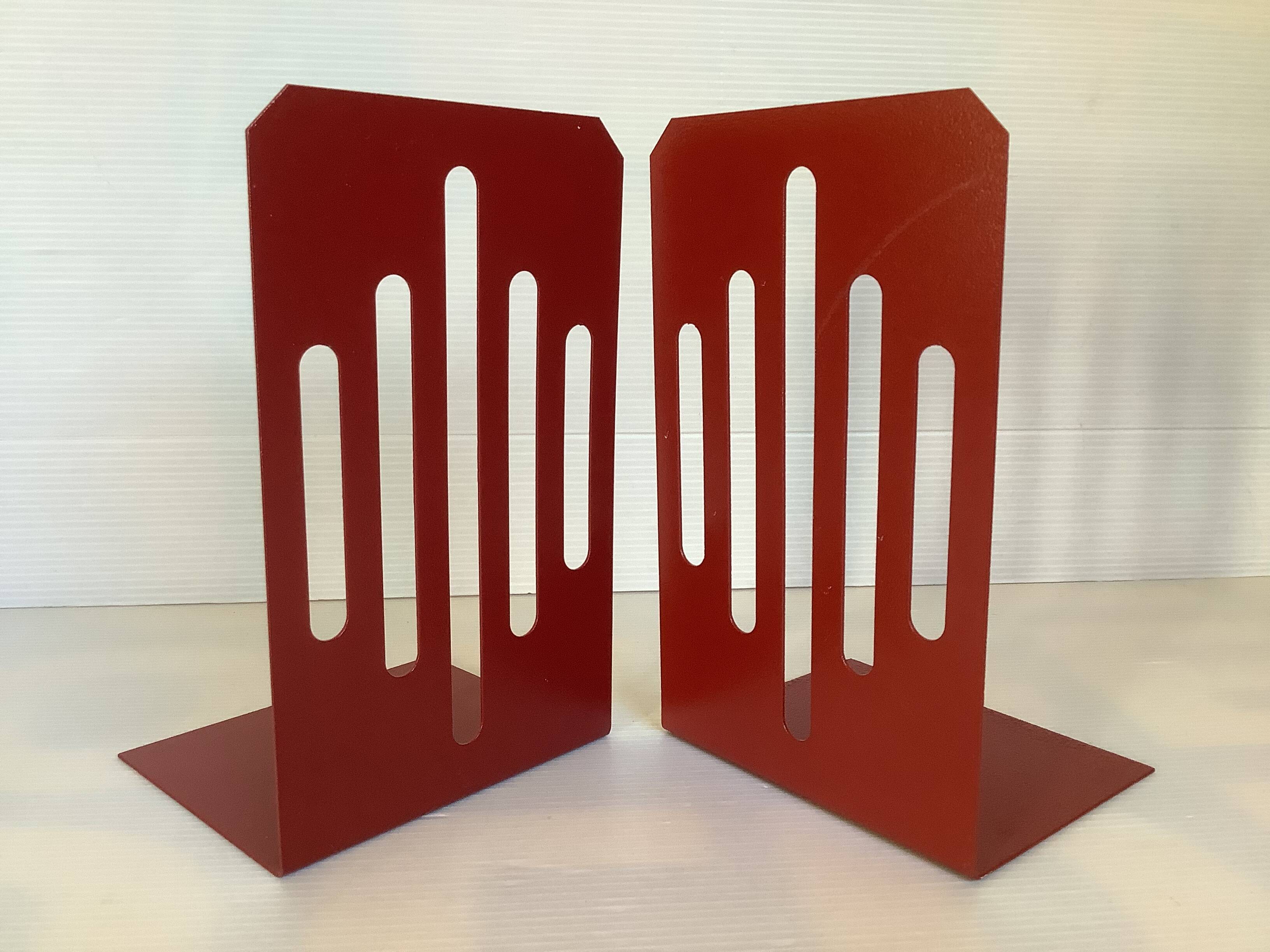 Pair of garnet metal bookends