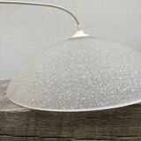 1980s speckled glass pendant light, grey and white