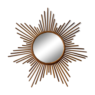 Vintage rattan sun mirror