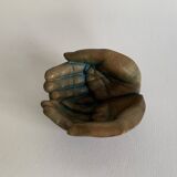 Terracotta art bowl "Jointed hands" signed by the artist Maria Ruiz