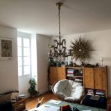 Old chandelier, pendant light, Marie Thérèse light with 9 lights and glass pendants. 1980s