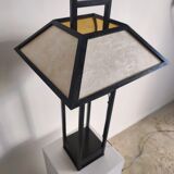 Japanese lamp in black lacquered wood and rice paper H:75cm