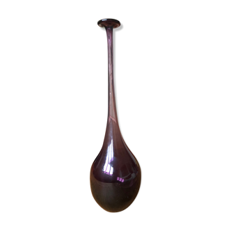 Vase soliflore mouth-blown glass purple curved neck