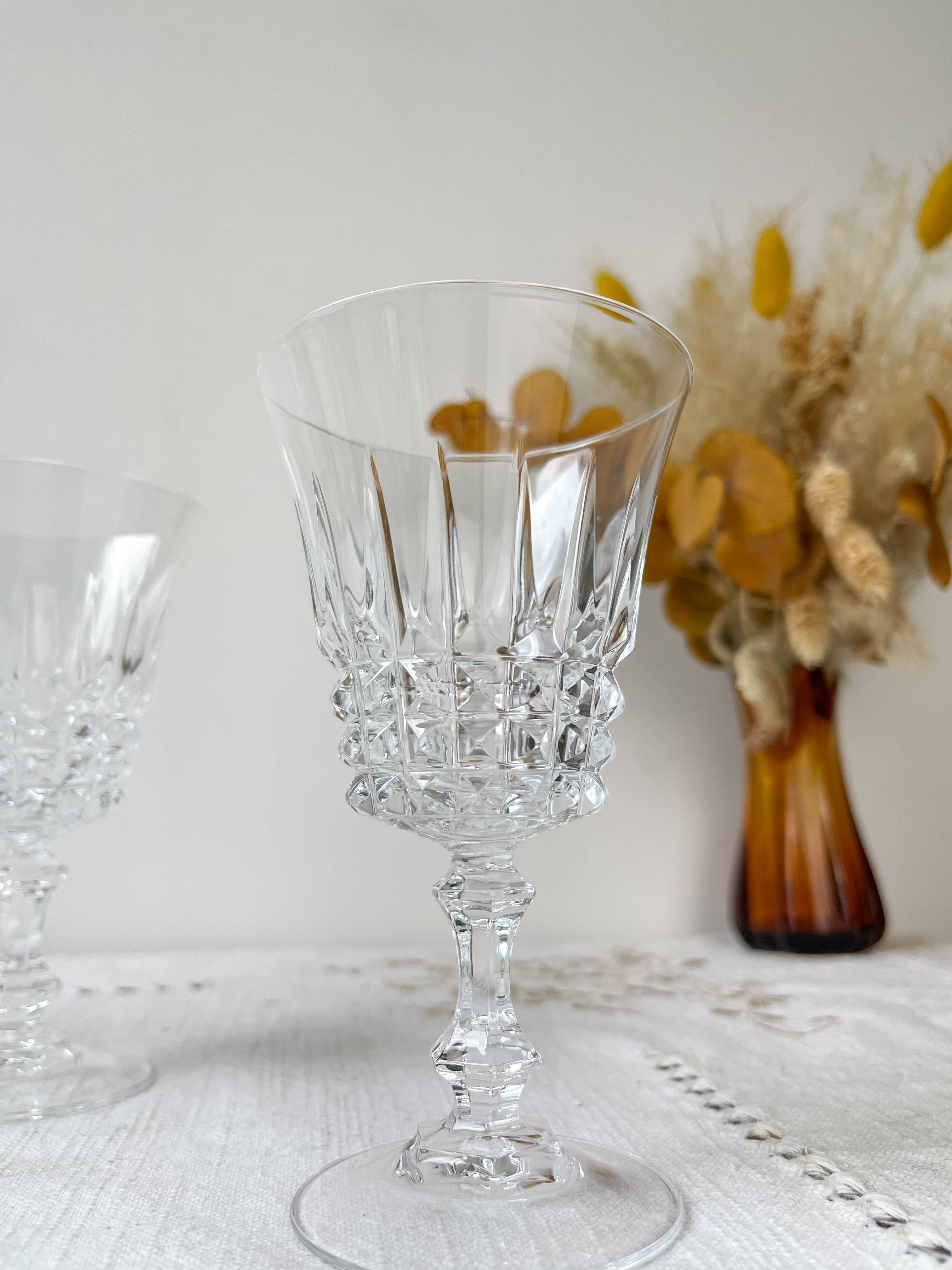 6 Arques crystal red wine glasses, Tuileries model