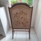 Pare- feu ancien en bois et tissu d' origine