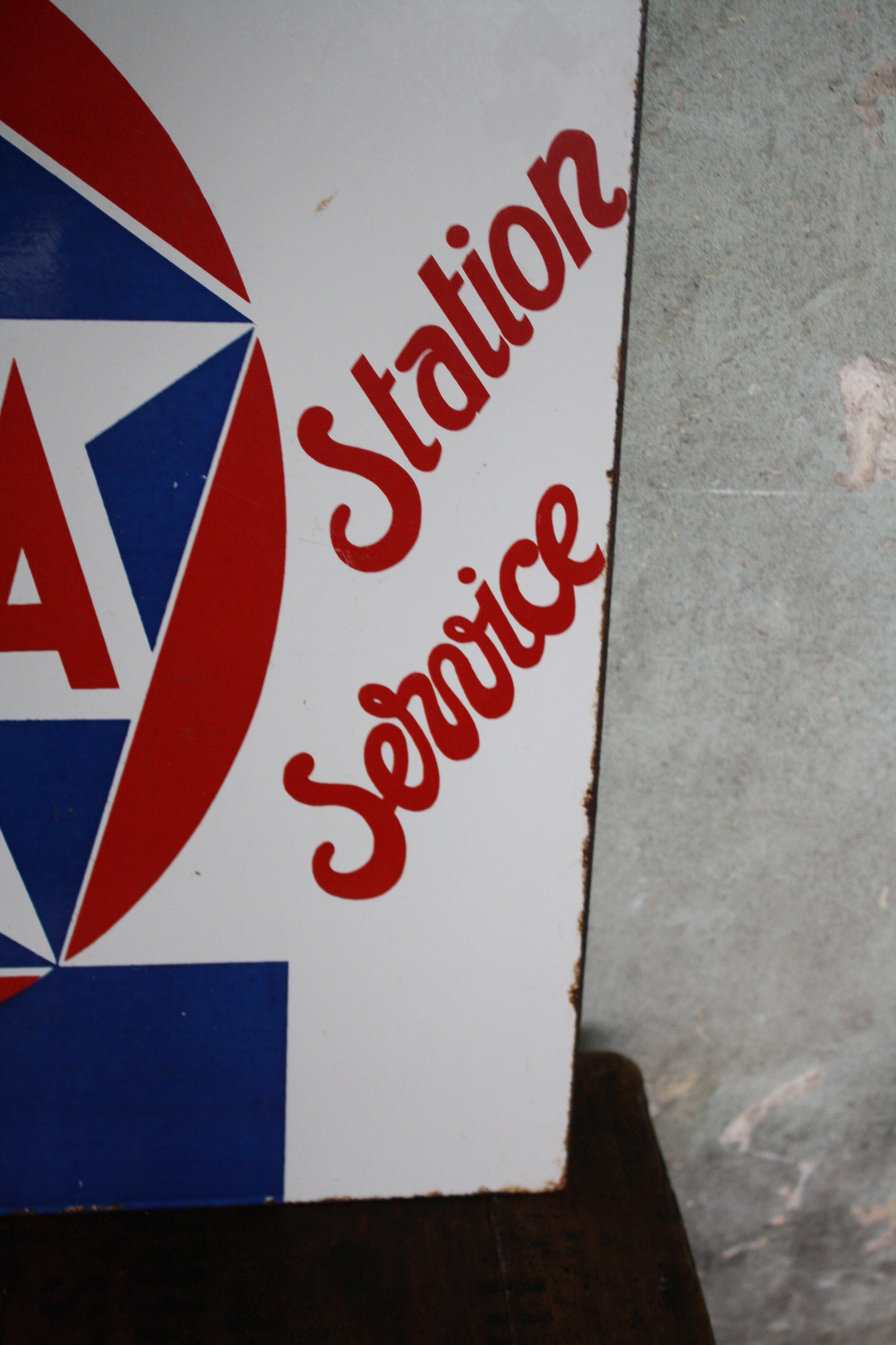 Double-sided enamel plate Piles Mazda Station service