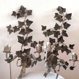 2 large metal leaf wall lights from the 70s and 80s