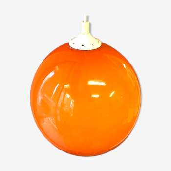 Suspension boule en opaline orange