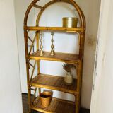 Vintage bamboo rattan shelf bookcase