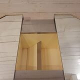 Low octagonal mirror and gold metal France 1970 bar table
