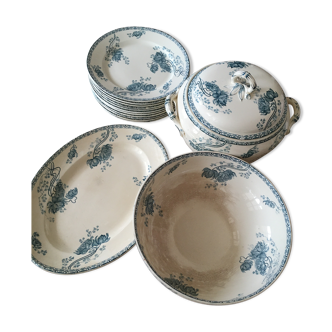 Lot 11 assiettes, soupière, saladier et plat Sarreguemines modèle Royat U x C