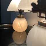 Lampe champignon en pate de verre marbré blanc