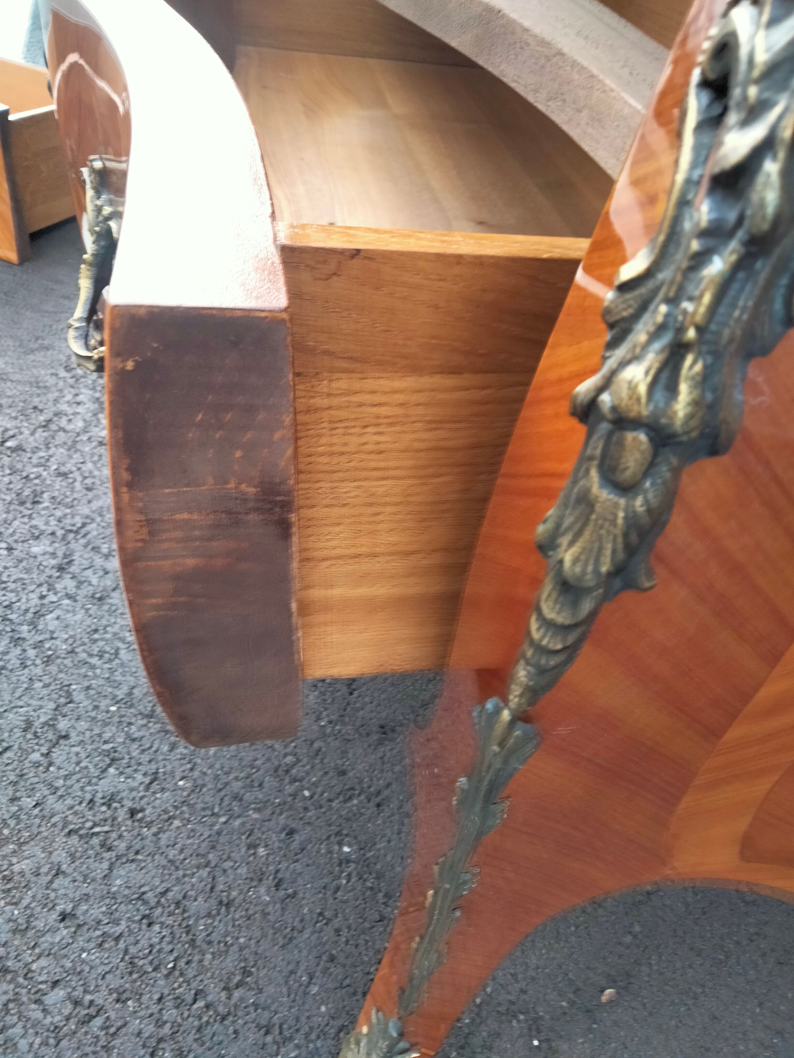 Old style chest of drawers Louis XV marquetry marble top