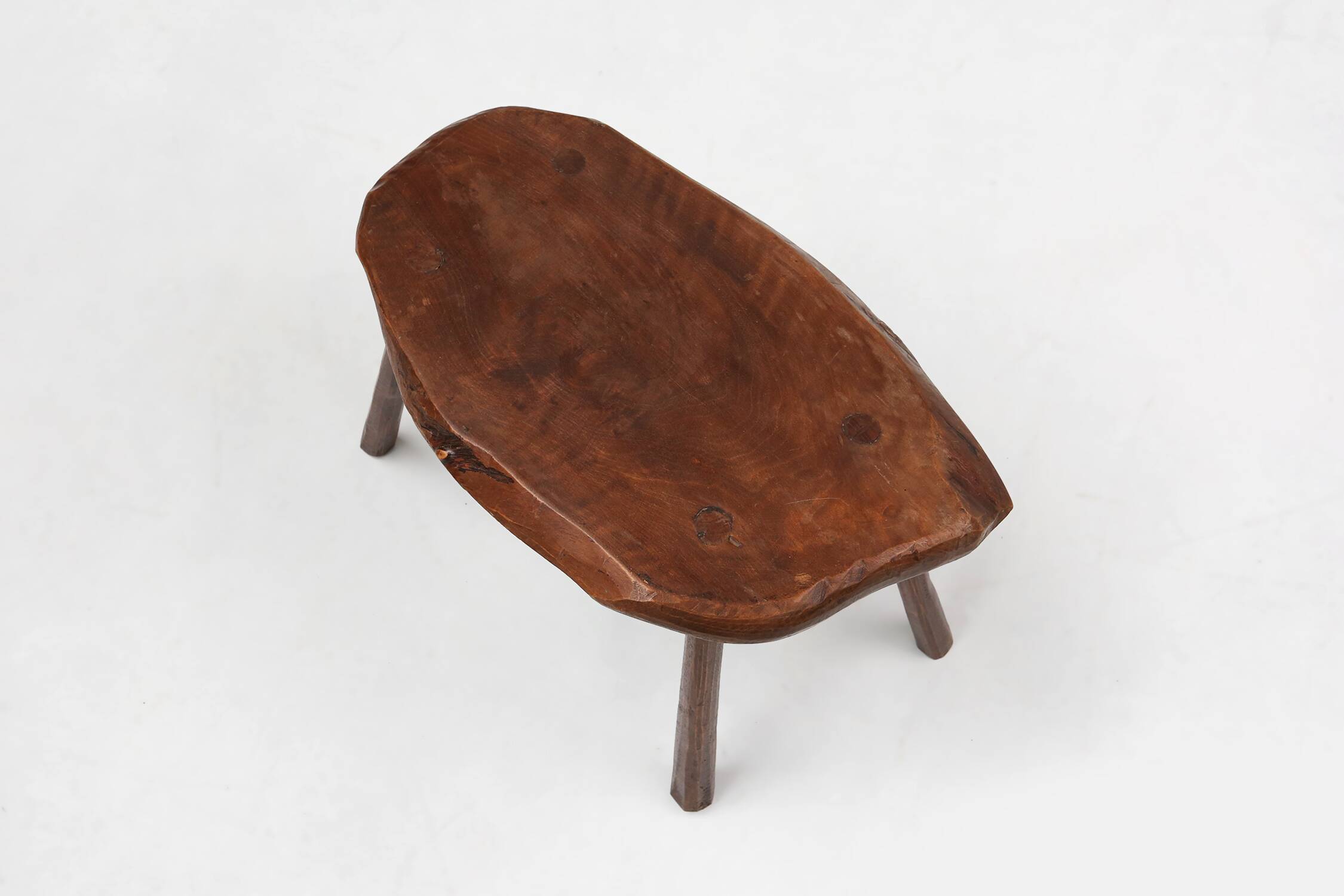 Mid-century Wabi Sabi stool or side table in oak, France ca. 1850