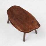 Mid-century Wabi Sabi stool or side table in oak, France ca. 1850