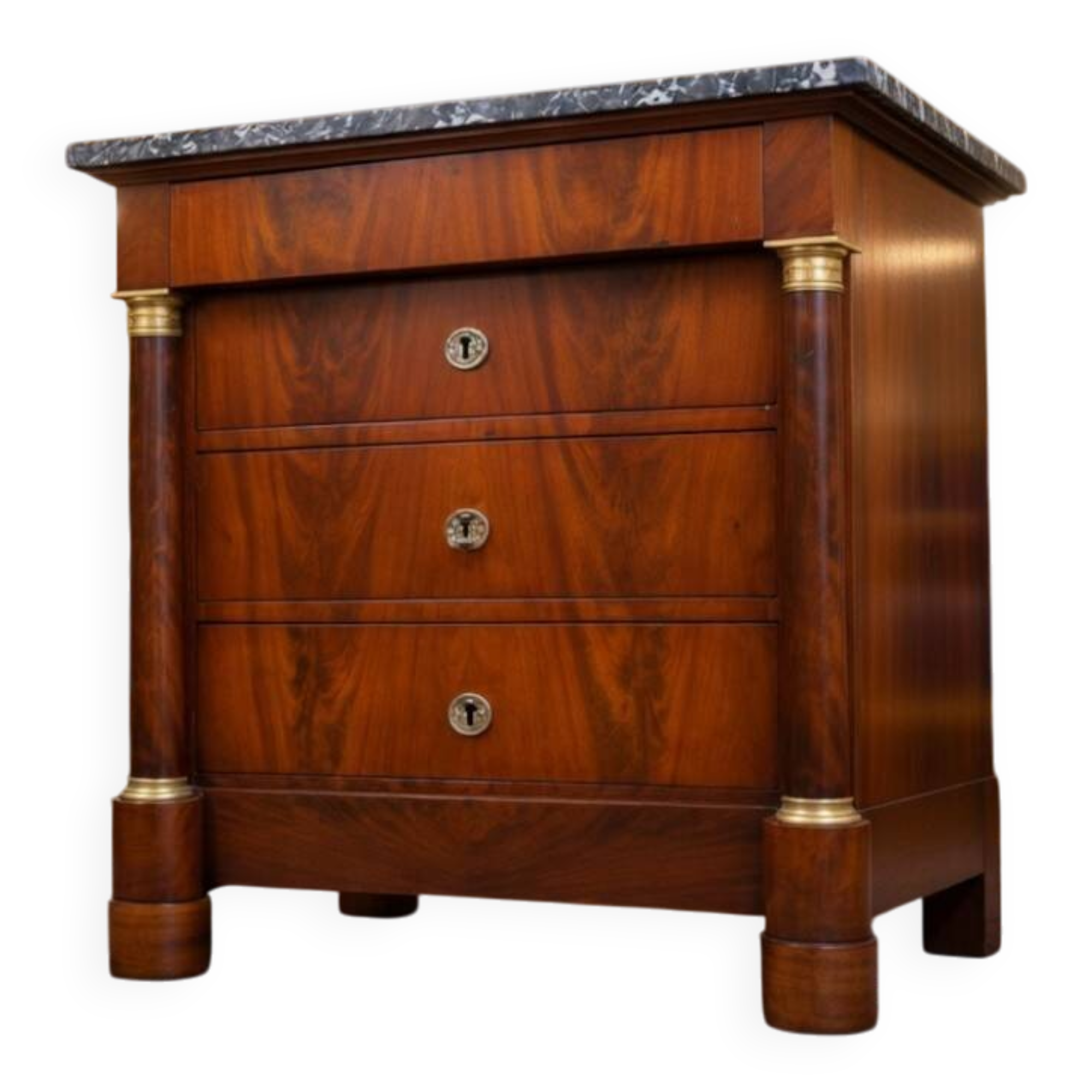 Antique chest of drawers with stone top, France, circa 1880. After restoration.